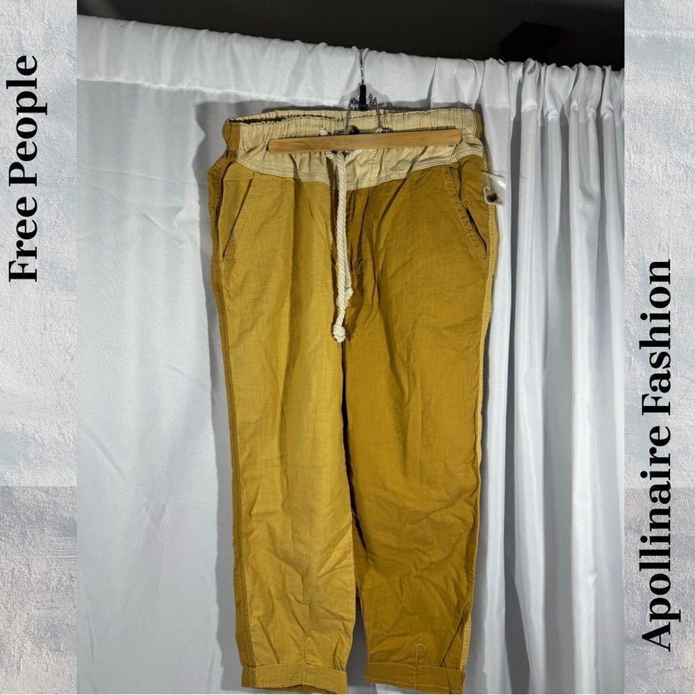 FREE PEOPLE MIXED UP UTILITY PANTS IN TAN COMBO SIZE MEDIUM NEW - Picture 6 of 7